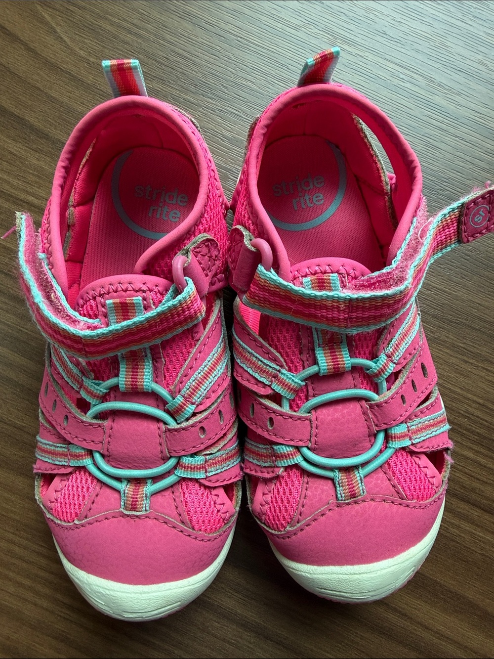 Stride Rite Girls' Pink and Aqua Active Sandals